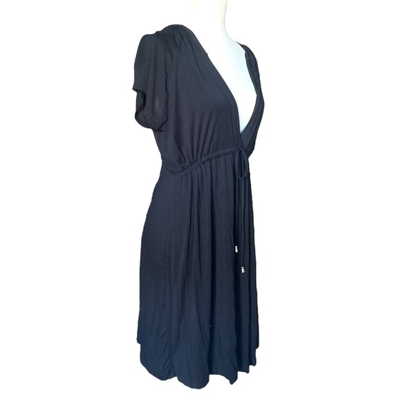 By Design Black Knit Top Short Sleeves Button-Up Front Size L - Picture 2 of 7